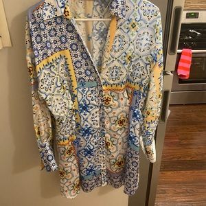 Zara Silk Multicolor Patchwork Tunic